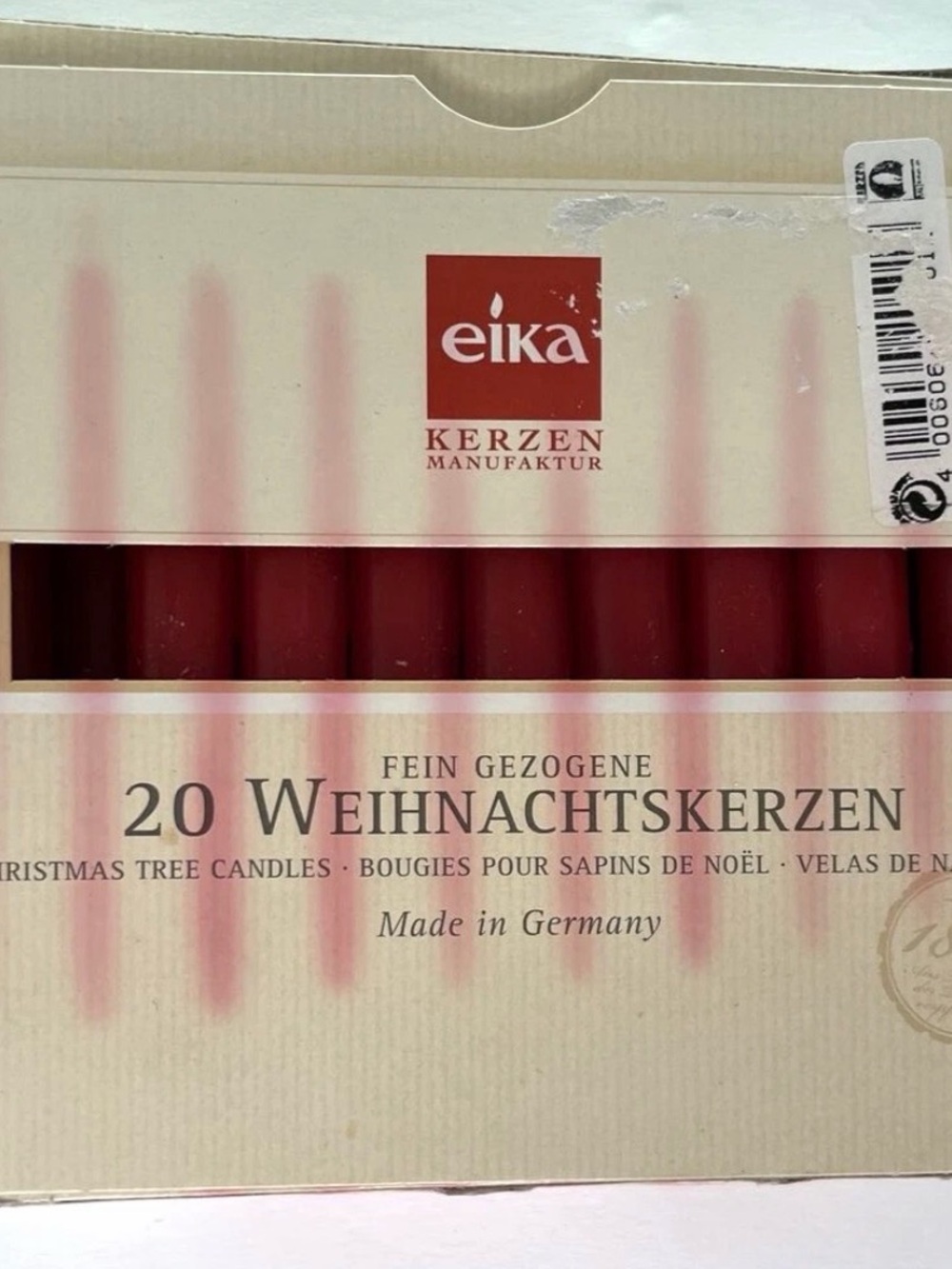 Eika Red Christmas Tree Candles - Pack of 19 Unlit Candles Germany